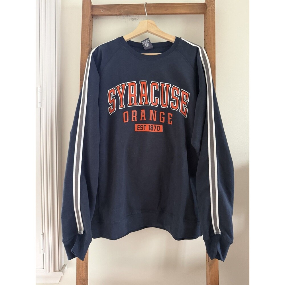 VTG Syracuse Orange Crewneck Sweatshirt Men’s Large Navy Striped NCAA College